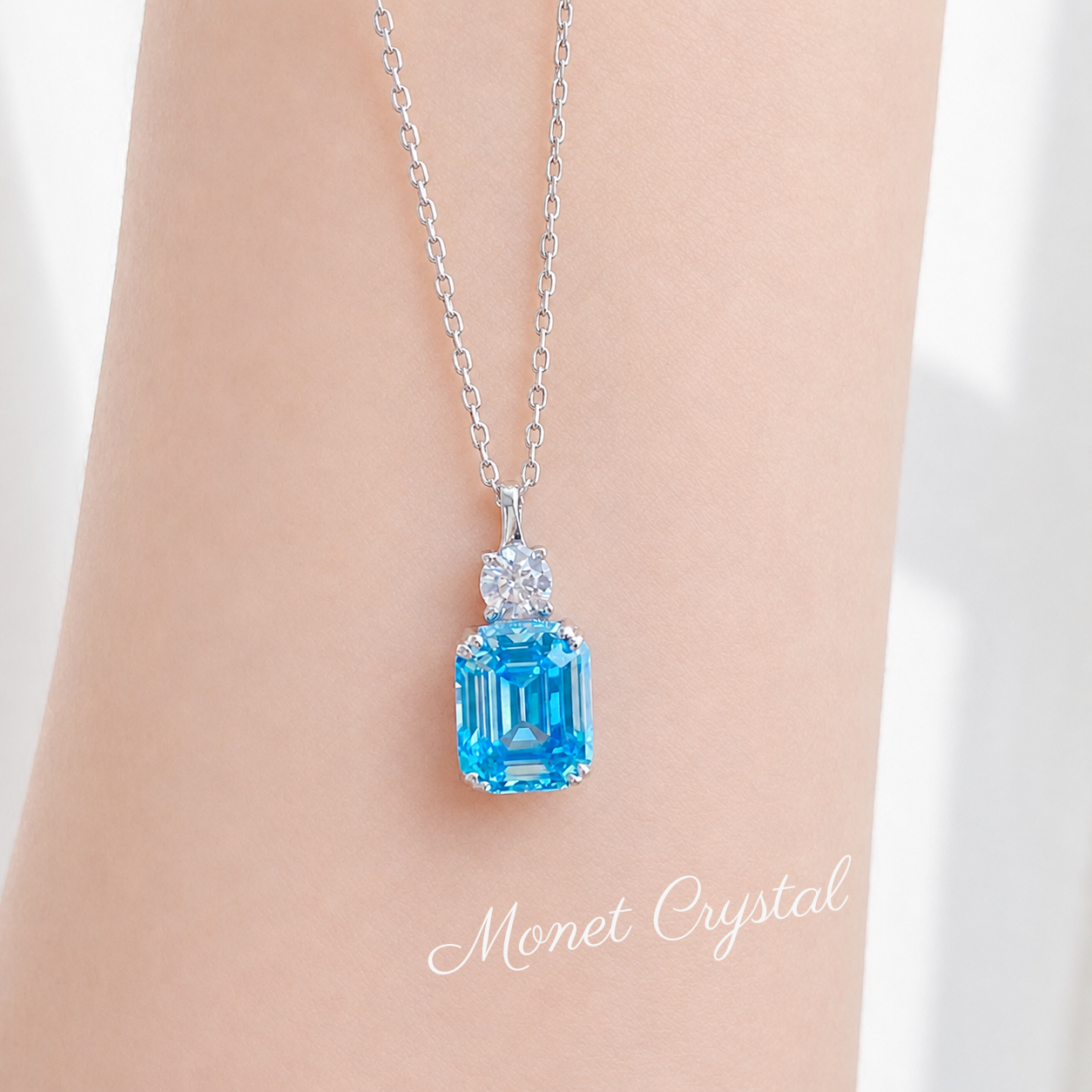 “Blue Essence” S925 Sterling Silver 4CT Aquamarine Zircon Jewelry Set