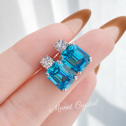 “Blue Essence” S925 Sterling Silver 4CT Aquamarine Zircon Jewelry Set