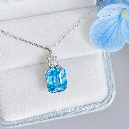 “Blue Essence” S925 Sterling Silver 4CT Aquamarine Zircon Jewelry Set