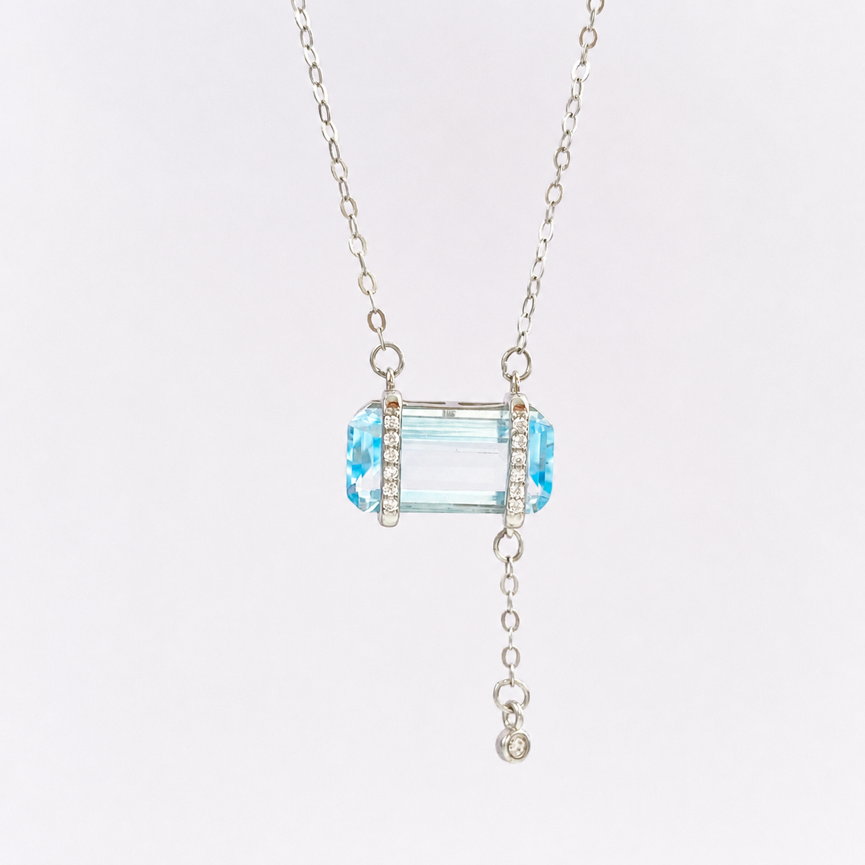 “Blue Sugar” S925 Sterling Silver Natural Topaz Zircon Necklace