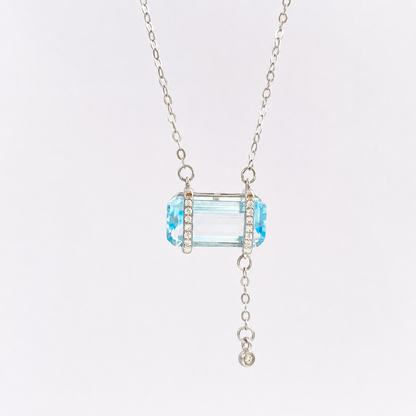 “Blue Sugar” S925 Sterling Silver Natural Topaz Zircon Necklace