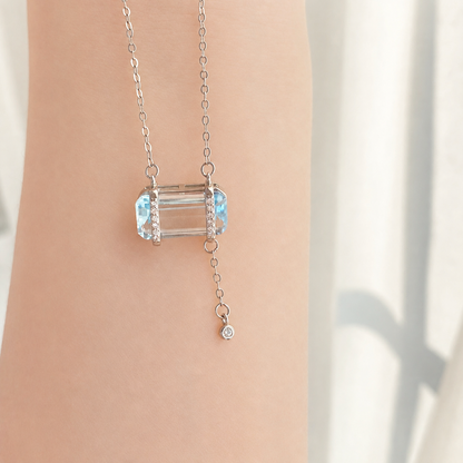 “Blue Sugar” S925 Sterling Silver Natural Topaz Zircon Necklace