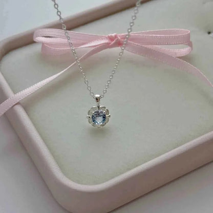 "Blue Tears" 925 Sterling Silver Aquamarine Necklace