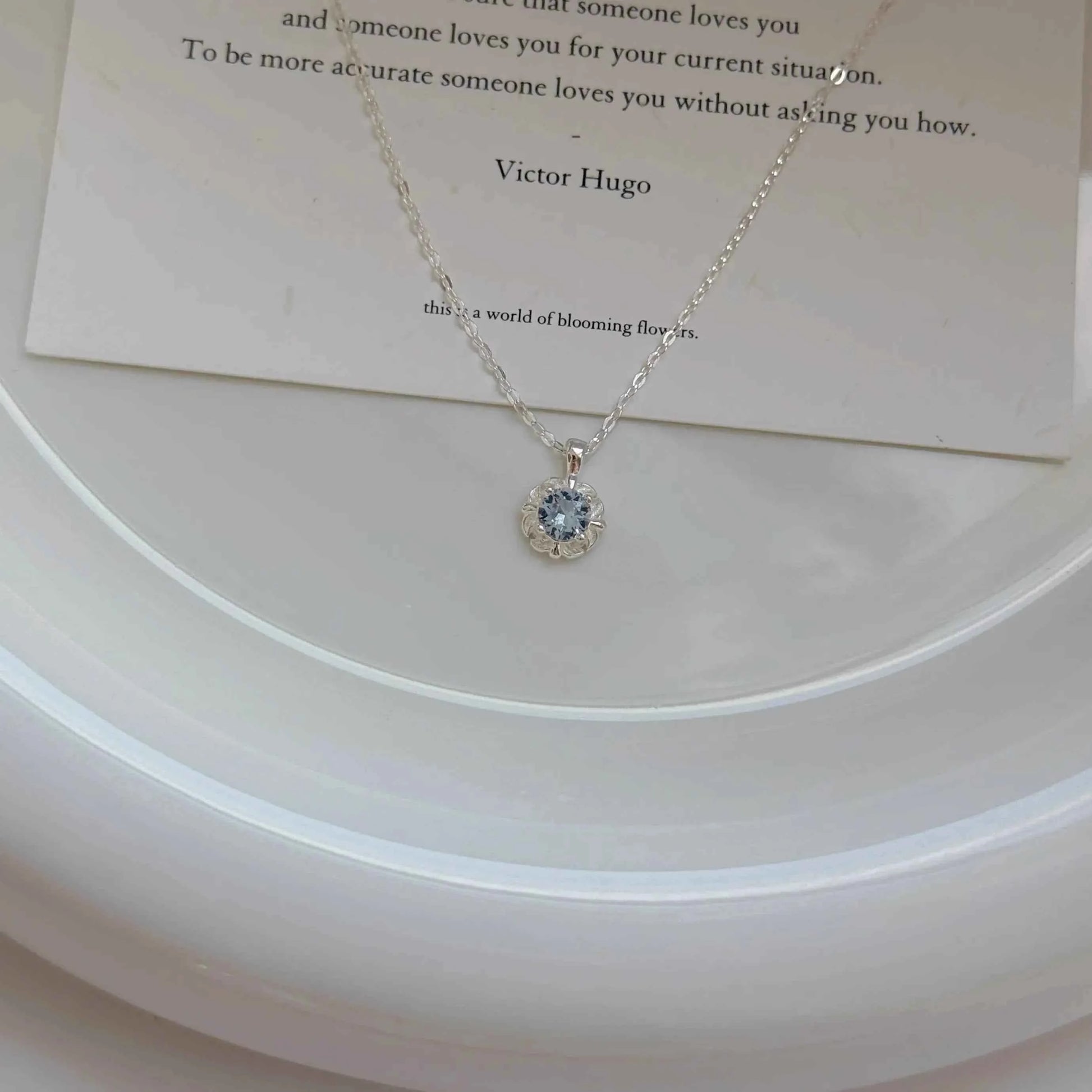 "Blue Tears" 925 Sterling Silver Aquamarine Necklace