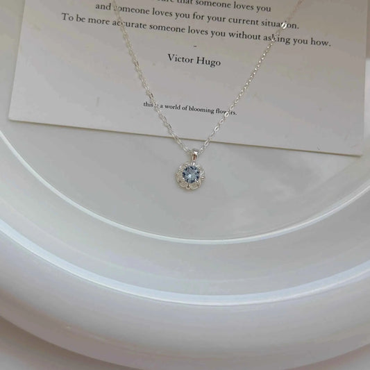"Blue Tears" 925 Sterling Silver Aquamarine Necklace