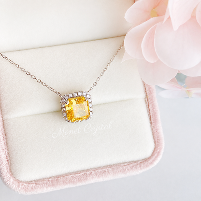 “Canary Ice” S925 Sterling Silver Yellow Radiant-Cut Jewelry Set