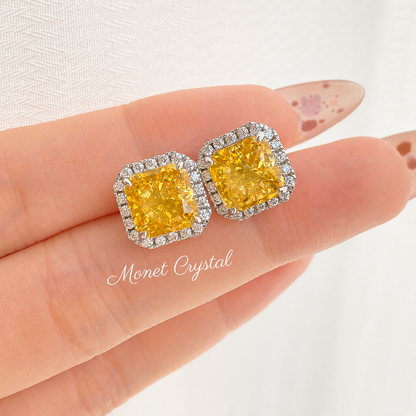 “Canary Ice” S925 Sterling Silver Yellow Radiant-Cut Jewelry Set