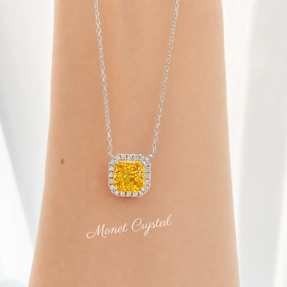 “Canary Ice” S925 Sterling Silver Yellow Radiant-Cut Jewelry Set