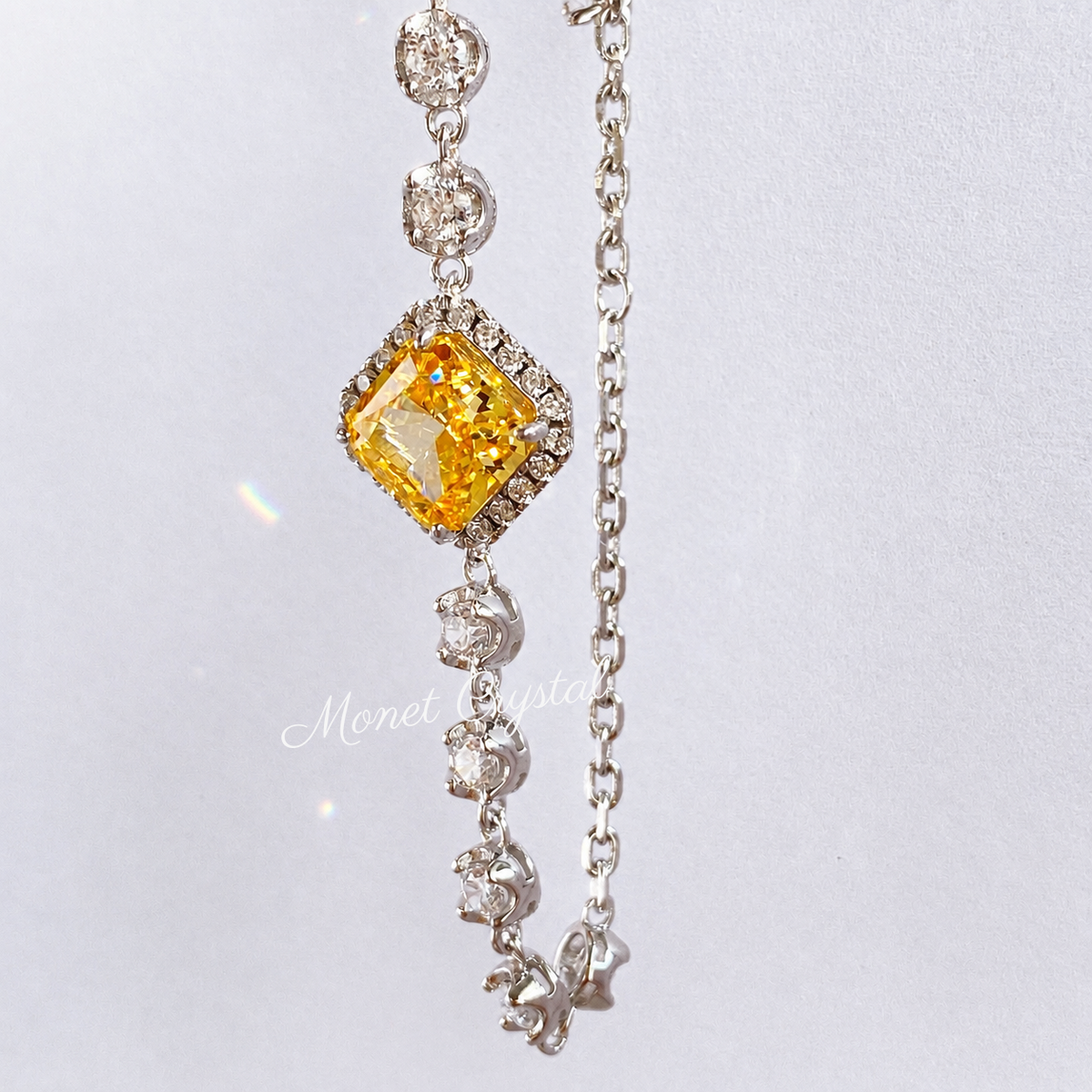 “Canary Ice” S925 Sterling Silver Yellow Radiant-Cut Jewelry Set