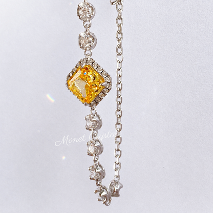 “Canary Ice” S925 Sterling Silver Yellow Radiant-Cut Jewelry Set