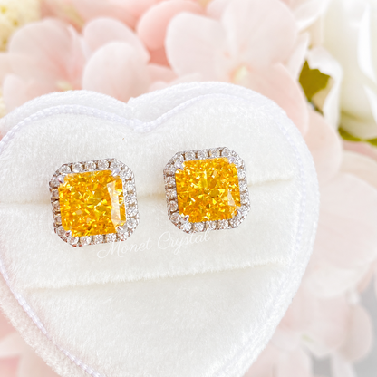 “Canary Ice” S925 Sterling Silver Yellow Radiant-Cut Jewelry Set