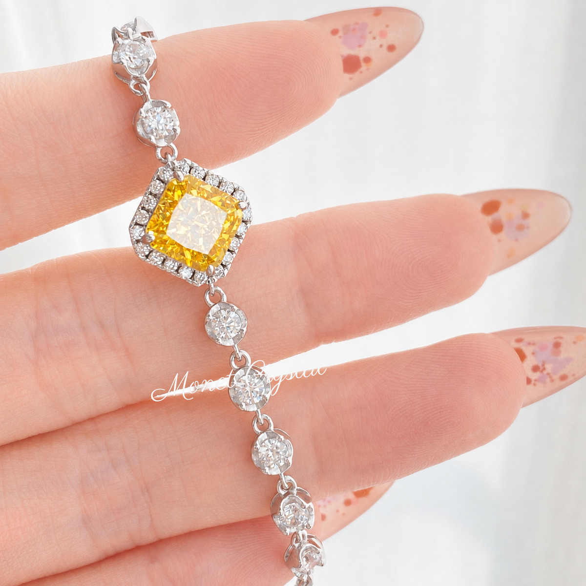 “Canary Ice” S925 Sterling Silver Yellow Radiant-Cut Jewelry Set