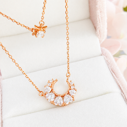 “Celestial Luna” S925 Sterling Silver D-Color Moissanite Moon Star Necklace