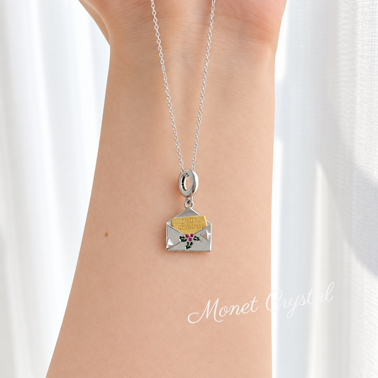 “Christmas Letter” S925 Sterling Silver Christmas Envelope Necklace