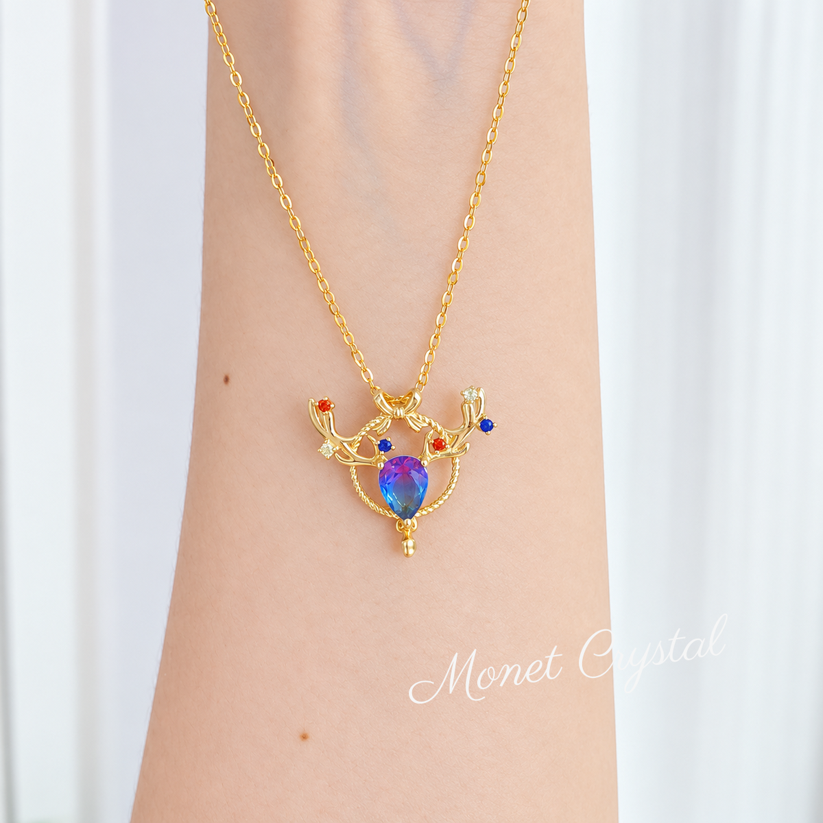 “Christmas Princess” 14K Gold Plated S925 Sterling Silver Zircon Necklace