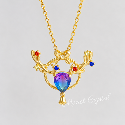 “Christmas Princess” 14K Gold Plated S925 Sterling Silver Zircon Necklace