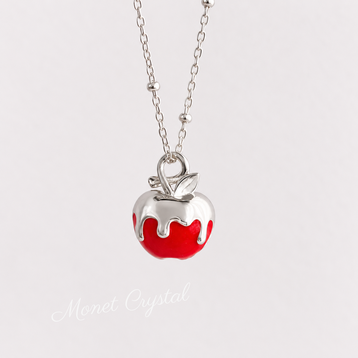 “Christmas, With Love” White Gold Plated S925 Sterling Silver Opening Apple Necklace