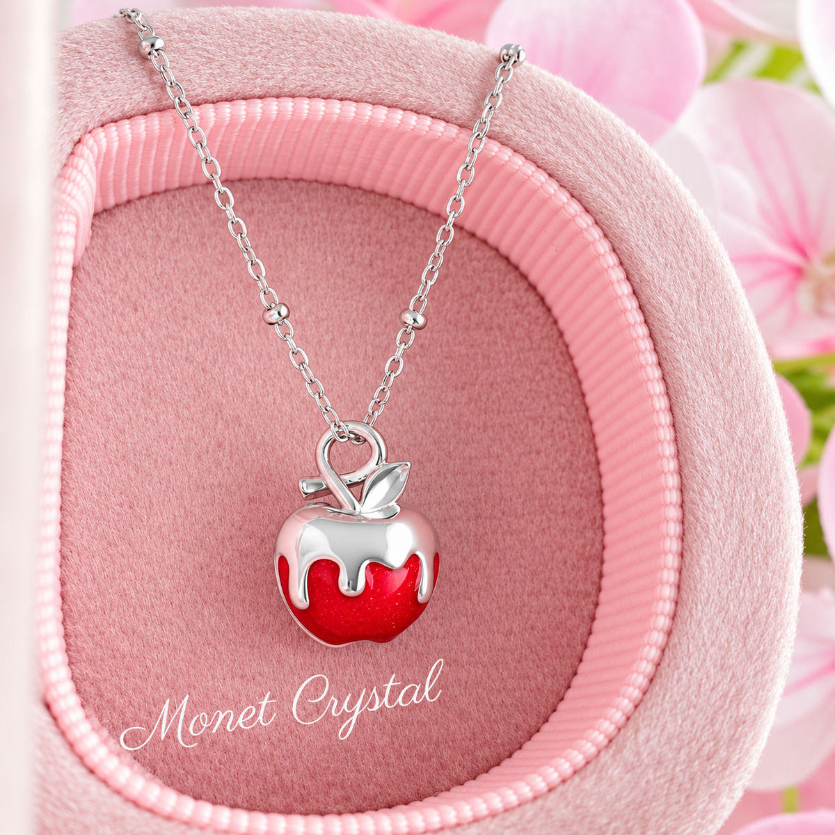 “Christmas, With Love” White Gold Plated S925 Sterling Silver Opening Apple Necklace