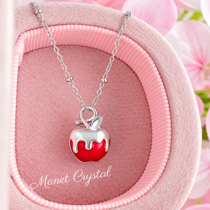 “Christmas, With Love” White Gold Plated S925 Sterling Silver Opening Apple Necklace