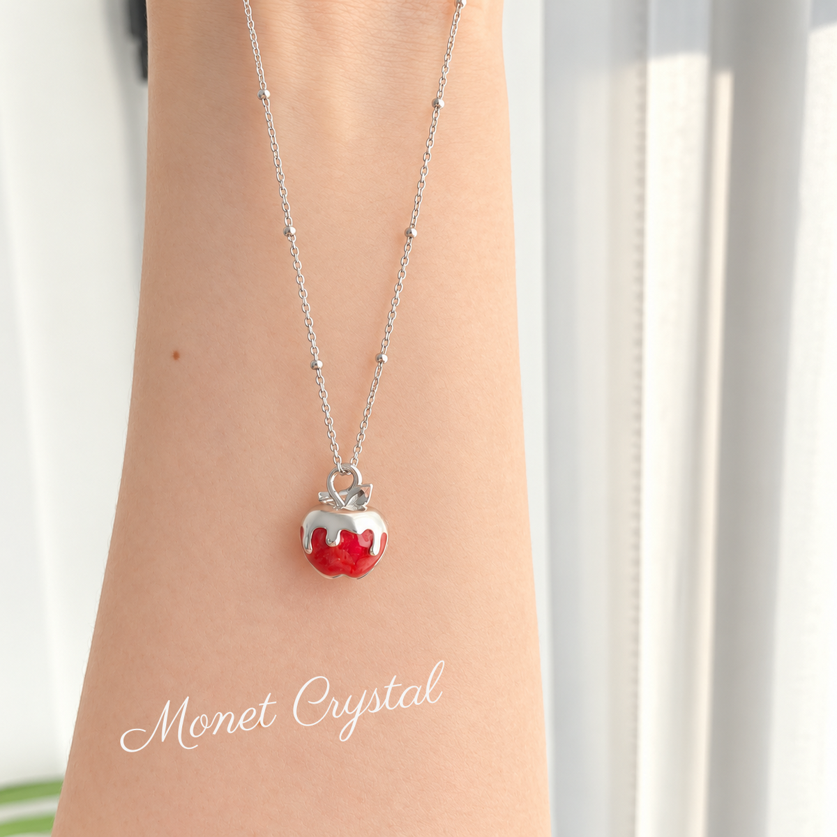 “Christmas, With Love” White Gold Plated S925 Sterling Silver Opening Apple Necklace