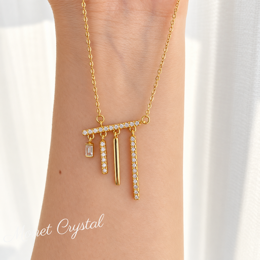 “City Lights” S925 Sterling Silver Zircon Tassel Necklace