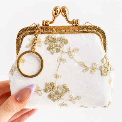 Cloud Lace Kiss-Lock Coin Purse – Handmade Embroidered Mini Card Holder