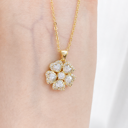 “Clover Lumière” Gold Plated Brass Moissanite Four-Leaf Clover Necklace
