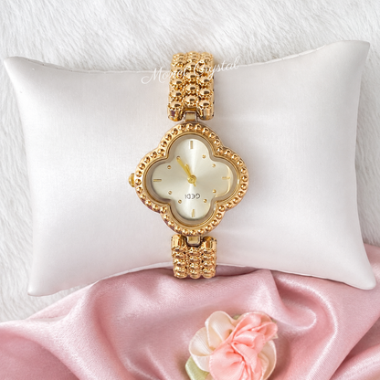 Clover Muse Vintage Four-Leaf Clover Quartz Bracelet Watch