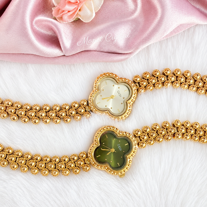 Clover Muse Vintage Four-Leaf Clover Quartz Bracelet Watch