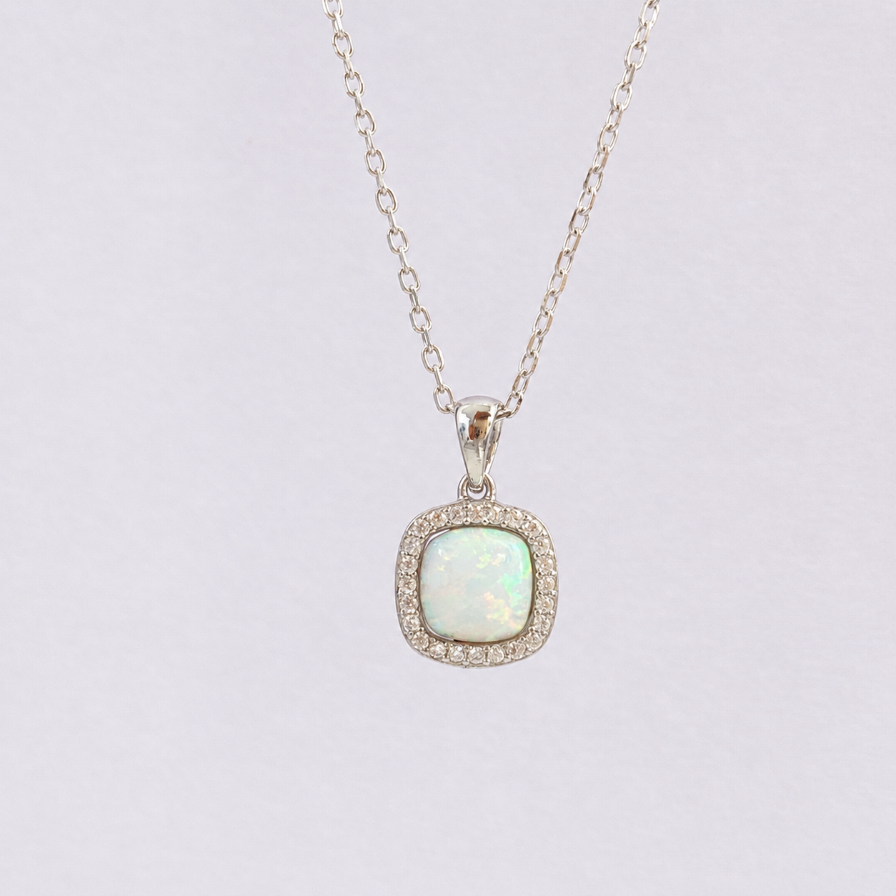 “Colorful Dream” S925 Sterling Silver Opal Zircon Ring & Necklace Set