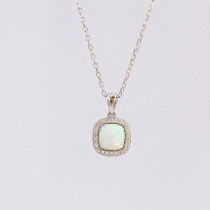 “Colorful Dream” S925 Sterling Silver Opal Zircon Ring & Necklace Set