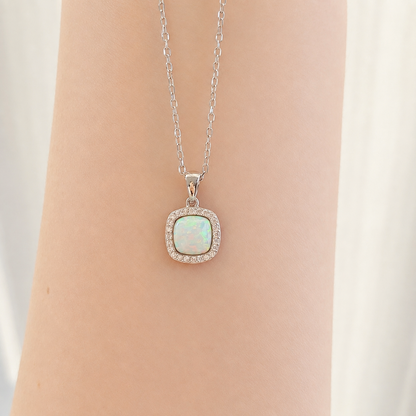 “Colorful Dream” S925 Sterling Silver Opal Zircon Ring & Necklace Set