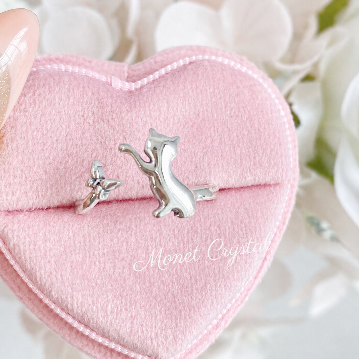 “Kitty Tales” S925 Sterling Silver Cat Open Ring Collection