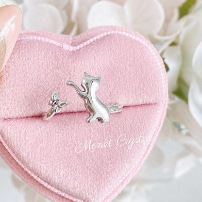 “Kitty Tales” S925 Sterling Silver Cat Open Ring Collection