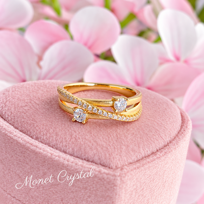 “Crossed Paths” 10K Gold Plated S925 Sterling Silver Zircon Ring
