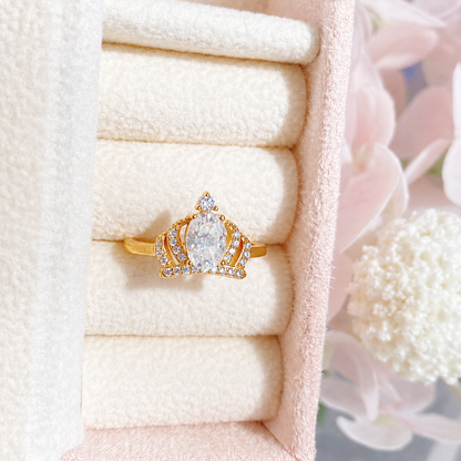 “Crown Radiance” Rose Gold Plated S925 Sterling Silver Oval Moissanite Ring