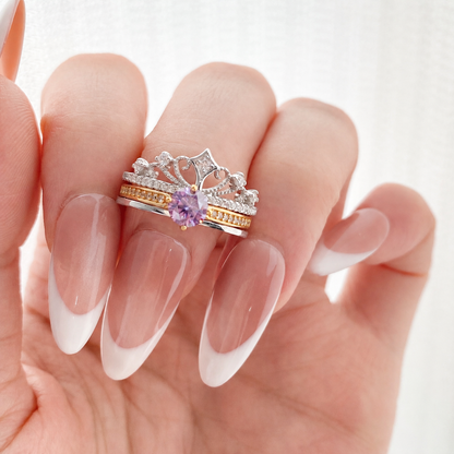 “Crowned Promise” S925 Sterling Silver 0.5CT Moissanite Layered Crown Ring