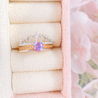 “Crowned Promise” S925 Sterling Silver 0.5CT Moissanite Layered Crown Ring