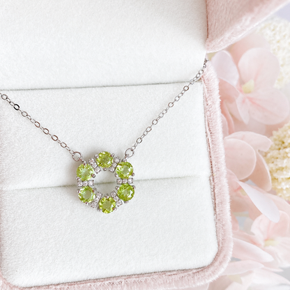 “Crystal Wreath” S925 Sterling Silver Crystal Halo Necklace