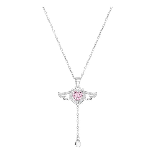 "Cupid’s Heart" 925 Sterling Silver Angel-Wing Necklace – Luxe, Petite