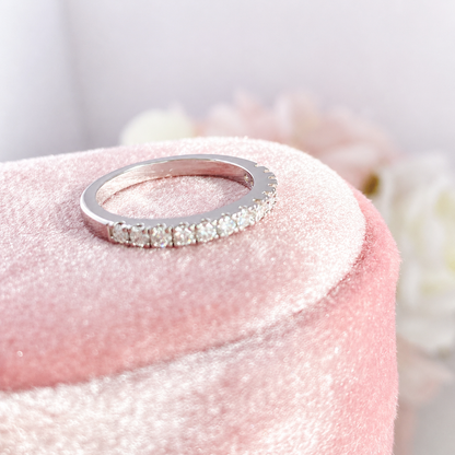 “Dainty Eternity” Real Gold Plated Brass D-Color Moissanite Stackable Ring