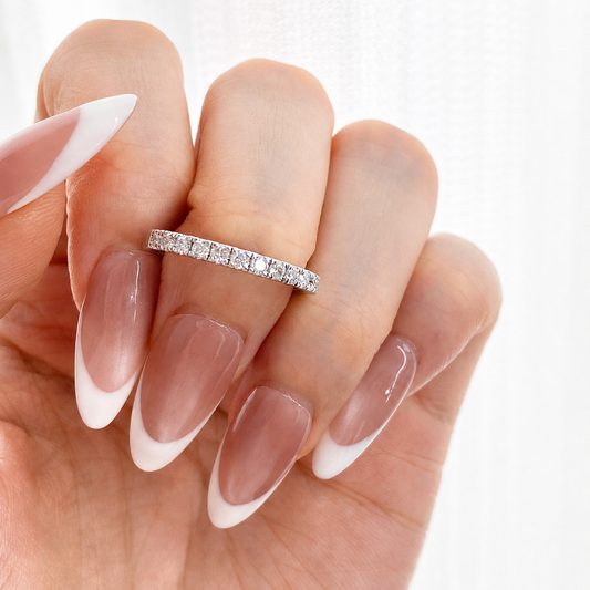 “Dainty Eternity” Real Gold Plated Brass D-Color Moissanite Stackable Ring