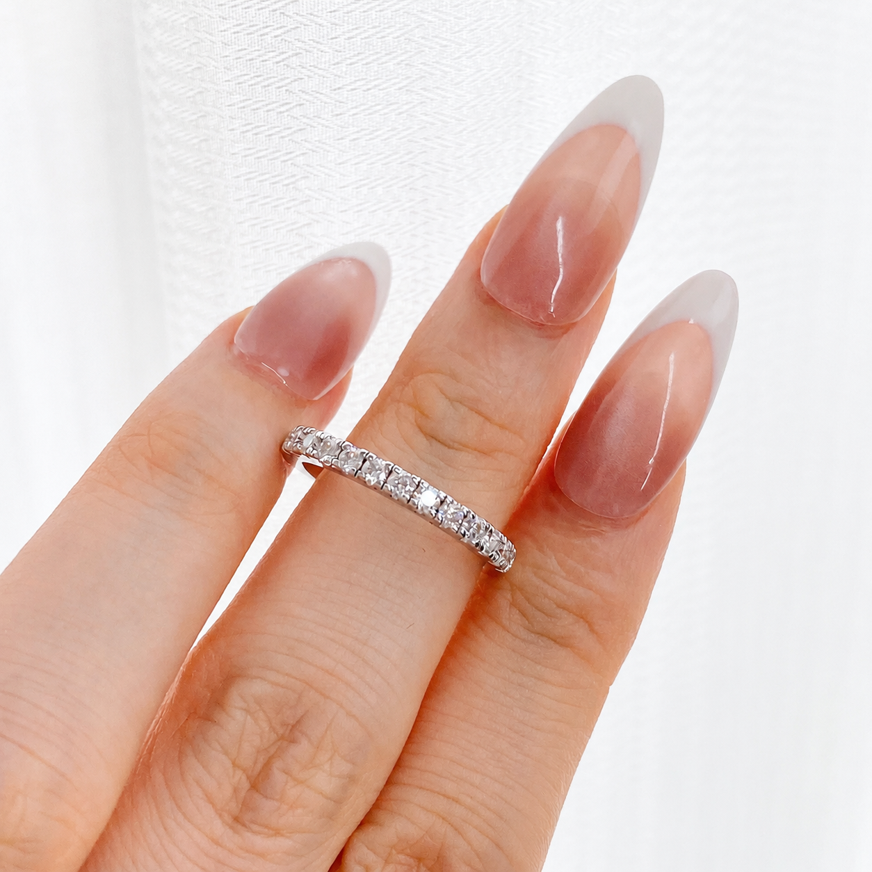 “Dainty Eternity” Real Gold Plated Brass D-Color Moissanite Stackable Ring