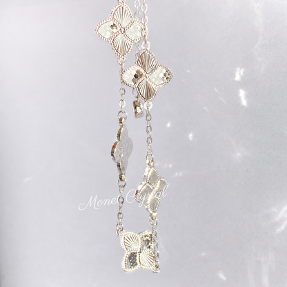 “Dancing Light” S925 Sterling Silver Double-Sided Clover Bracelet
