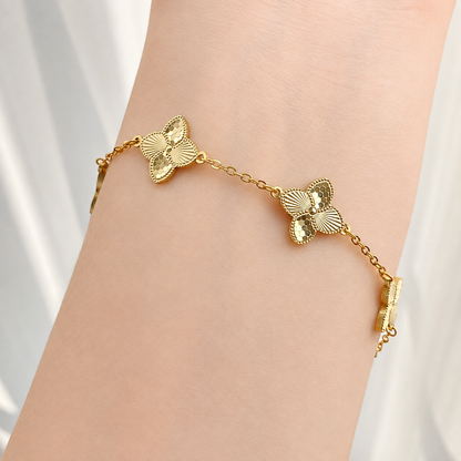 “Dancing Light” S925 Sterling Silver Double-Sided Clover Bracelet