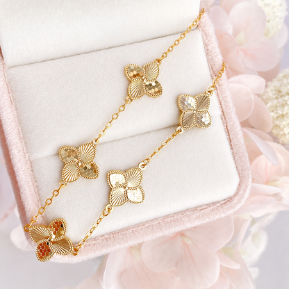 “Dancing Light” S925 Sterling Silver Double-Sided Clover Bracelet