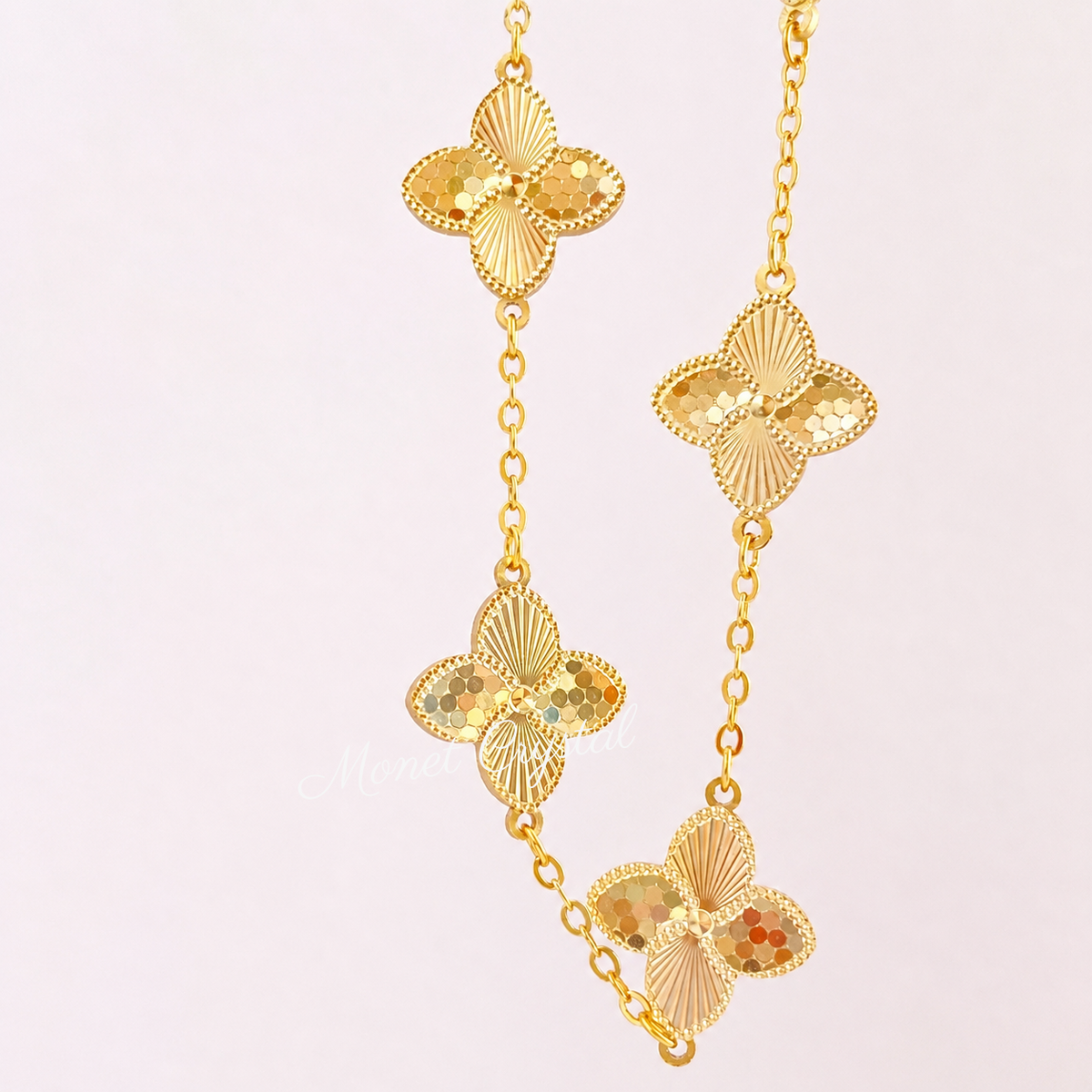 “Dancing Light” S925 Sterling Silver Double-Sided Clover Bracelet