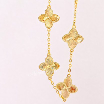“Dancing Light” S925 Sterling Silver Double-Sided Clover Bracelet