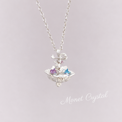 “Daydreamer” S925 Sterling Silver Zircon Umbrella & Fountain Necklace