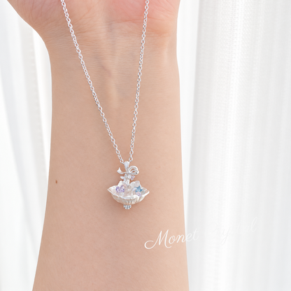 “Daydreamer” S925 Sterling Silver Zircon Umbrella & Fountain Necklace